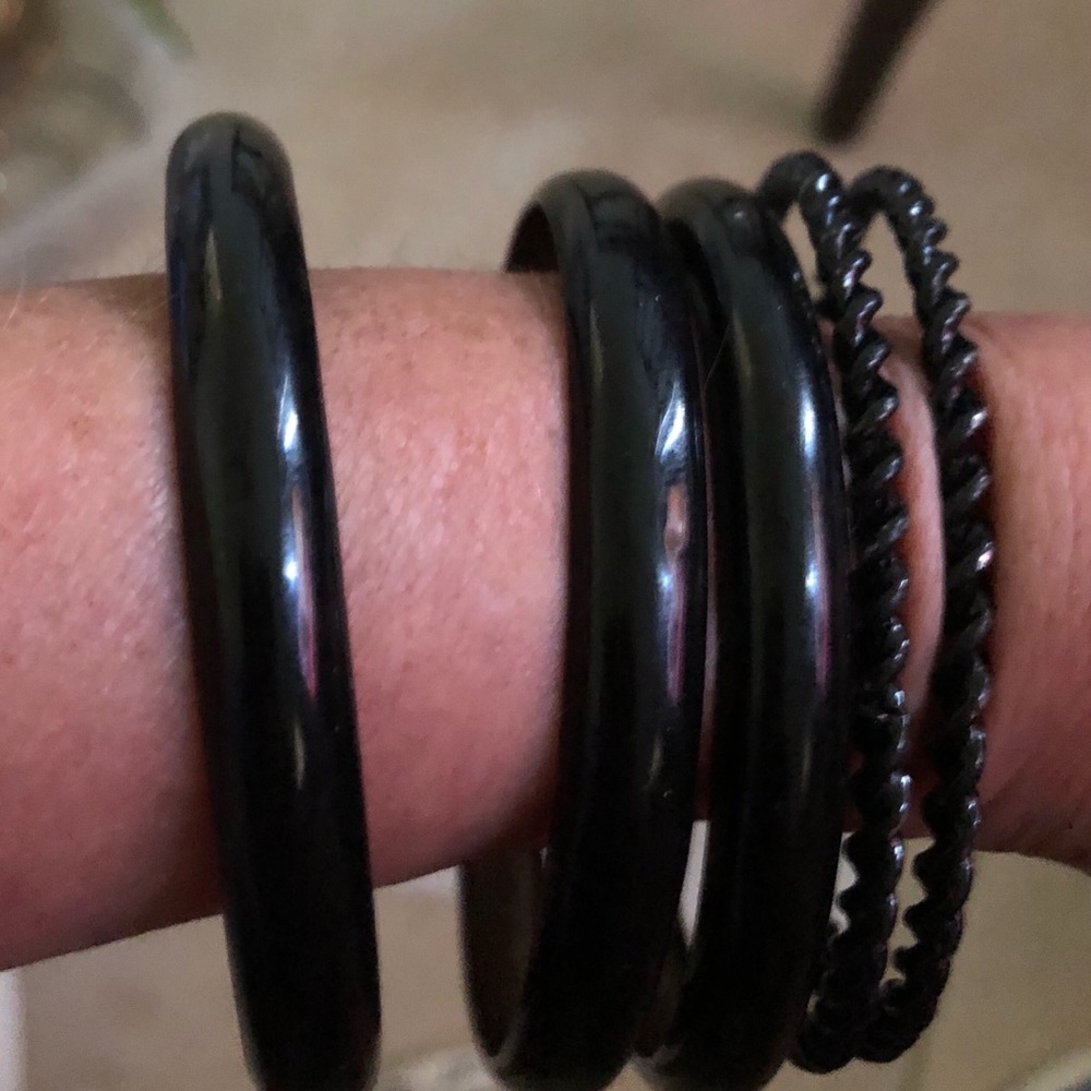 Black bangle bracelets - 5